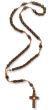 Recycled Material Eco-Friendly Rosary with Brown Leather Cube Beads and Cord - 18