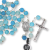 Aqua Crackle Agate 8mm Bead Rosary with Miraculous Medal Centerpiece – Silver Tone, 20
