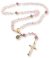 Pink 6x8mm Faceted Bead Rosary with Gold Plating and Shambala Beads - 18.5
