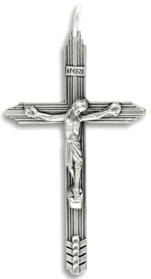 Lined Crucifix  - 2 1/4" Large Silver Oxidized, Made in Italy  (Minimum quantity purchase is 1)