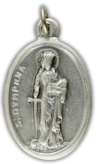 St Dymphna Medal (Pray for Us) - 1" Silver Oxidized, Made in Italy   (Minimum quantity purchase is 2)