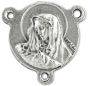 Christ the Teacher Rosary Center with Our Lady of Sorrows - 3/4" Round Silver Oxidized, Made in Italy * (Minimum quantity purchase is 2)