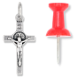 Small St Benedict Crucifix Charm - 7/8" Silver Oxidized, Made in Italy  * (Minimum quantity purchase is 5)