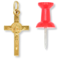 Small St Benedict Crucifix Charm - 7/8" Gold Plated, Made in Italy  * (Minimum quantity purchase is 2)