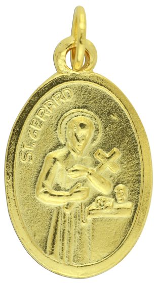 St Gerard Medal (Pray for Us) - 1" Gold Plated, Made in Italy *  (Minimum quantity purchase is 2)