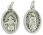 Our Lady of Guadalupe Medal 1” Oval Silver Oxidized – Niño de Atocha on Back – Made in Italy Closeout Sale *   (Minimum quantity purchase is 3)