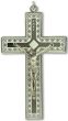  Filigree-Style Straight Bar Crucifix with White Inlay - 5 inch    (Minimum quantity purchase is 1)