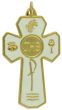  Large 5 Way JHS Communion Rosary Crucifix with White Enamel -1 7/8"    (Minimum quantity purchase is 1)