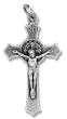 St Benedict Flared Edge Crucifix - 1.5" Silver Oxidized, Made in Italy  * (Minimum quantity purchase is 3)