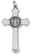 St Benedict Flared Edge Crucifix - 2" Silver Oxidized, Made in Italy  *  (Minimum quantity purchase is 1)
