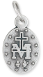 Blue Miraculous Medal Charm (English) – 1/2" Oval Silver Oxidized, Made in Italy * (Minimum quantity purchase is 2) 
