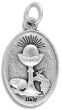 Sacred Heart / Communion Oval Medal - 1", Silver Ox * (Minimum quantity purchase is 3)