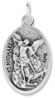 St Michael & Guardian Angel Medal (Catholic Protection) – 1" Oval Silver Oxidized, Made in Italy  * (Minimum quantity purchase is 3)