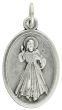 Divine Mercy Medal (St Faustina Kowalska) – 1" Oval Silver Oxidized, Made in Italy   (Minimum quantity purchase is 2)