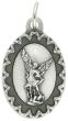 St Michael Medal with Scalloped Edge - 1" Silver Oxidized, Made in Italy  * (Minimum quantity purchase is 2)