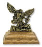 St Michael Table Top Icon, Antique Gold on Wood Base - 2.75"  (Minimum Purchase is 1)   