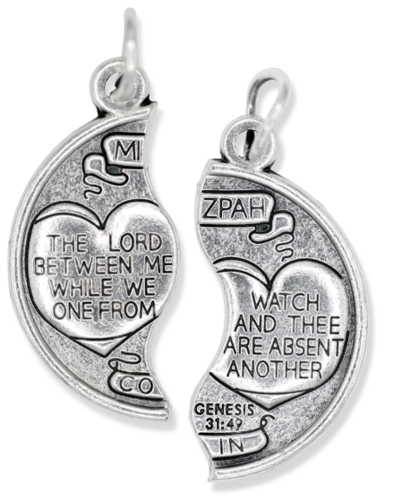  Deal!  Mizpah Medal Coin Set For Him and Her Genesis 31:49 - Two Piece Round Silver OX 1" (Minimum quantity purchase is 1)