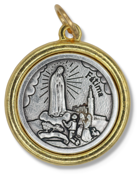 Our Lady of Fatima 100 Year Anniversary Two Tone Medal - 1" (Minimum quantity purchase is 1)