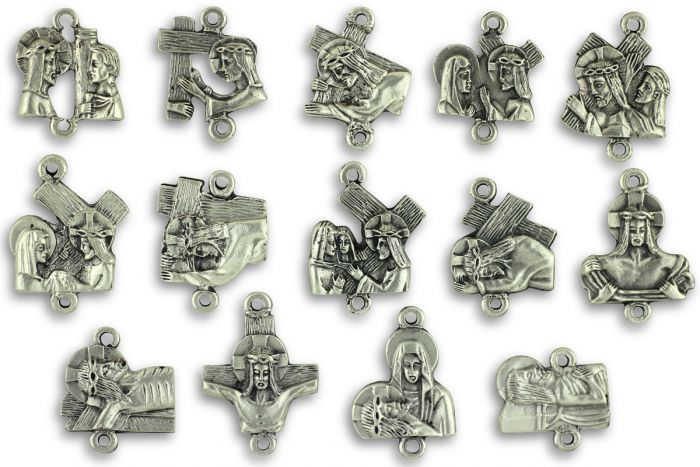  Stations of the Cross Medals Parts Set of 14  
