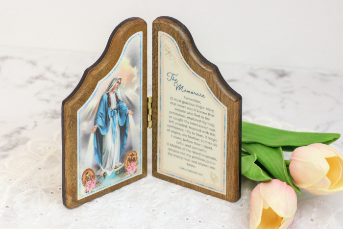 The Memorare Arched Bi-Fold Icon - 5 x 5.5" *  (Minimum Qty Purchase is 1)