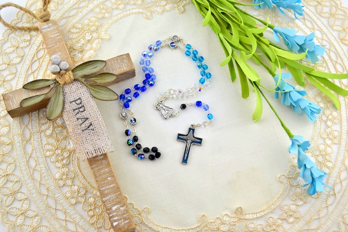 Our Lady of Fatima Multi-Color Crystal Bead Rosary    (Minimum quanity purchase is 1) 