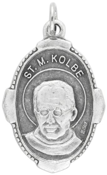  St Maximilian Kolbe / Patron for Addiction Medal - Unique Oval Shape - 1 inch    (Minimum quantity purchase is 2)