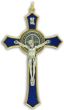 St Benedict Crucifix with Blue Enamel - 3 1/8" Two Tone, Made in Italy *  (Minimum quantity purchase is 1)