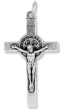 St Benedict Rosary Crucifix (Straight Edge) – 1.5" Silver Oxidized, Made in Italy *  (Minimum quantity purchase is 3)