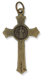 St Benedict Flared Edge Crucifix - 1.5" Bronze, Made in Italy * (Minimum quantity purchase is 3)