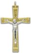 Flared and Textured Crucifix - 2" Gold Plated & Silver Oxidized, Made in Italy * (Minimum quantity purchase is 1)