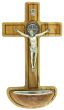 St Benedict Crucifix Holy Water Font – 7.5", Olive Wood, Made in Italy  (Minimum quantity purchase of 1)