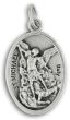St Michael Medal (Pray for Us) - 1" Oval Silver Oxidized, Made in Italy * (Minimum quantity purchase is 3)