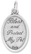St Francis Medal (Bless & Protect My Pet) – 1" Oval Silver Oxidized, Made in Italy  * (Minimum quantity purchase is 3)
