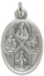  4 - Way Cross / Pray For Us Medal - Italian Silver OX 1 inch   (Minimum quantity purchase is 2)