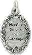 Our Lady of Guadalupe Medal with Rose Border (Spanish) - 1" Silver Oxidized, Made in Italy  (Minimum quantity purchase is 2)