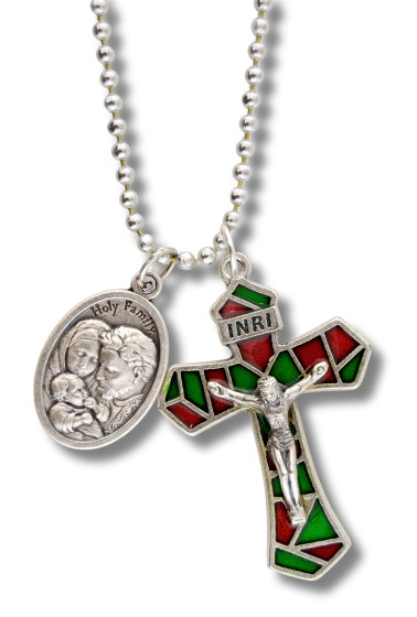 Christmas Crucifix with Holy Family Medal - 24" * (Minimum qty. purchase is 1)