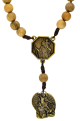 St Michael / St Christopher with Prayer and Wood Beads for Car Mirror  (Minimum quantity purchase is 1)