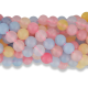 Pink, Blue and Yellow Variegated Jade Beads, Round, 8mm - Pkg 60 (Minimum quantity purchase is 1)