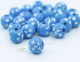True Blue Star Spangled Plastic Beads, 8 mm round- 60 beads    (Minimum quantity purchase is 1)