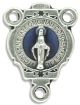 Miraculous Medal Blue Enamel Rosary Center - 3/4