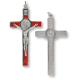 St Benedict Red Enamel Crucifix Pendant – 4 1/2