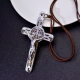 St Benedict Crucifix Pendant (Black Enamel Geometric Inlay) – 3 1/8