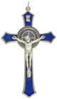 St Benedict Crucifix Pendant with Blue Enamel - 4 3/4