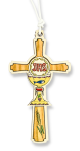 First Holy Communion Cross Pendant with White Cord - 3.25