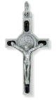St Benedict Black Enamel Silver Oxidized Crucifix Pendant – 1 1/2