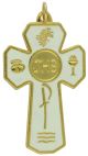  Large 5 Way JHS Communion Rosary Crucifix with White Enamel -1 7/8