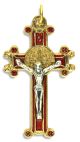 St Benedict Rosary Crucifix (Red Enamel Scroll Design) – 1 5/8