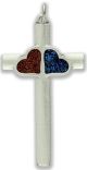  Cross with Red and Blue Hearts - 1 15/16