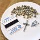 Make Your Own Rosary Kit for One Rosary – 6mm Labradorite Gray Gemstone Beads, Black Griffin Cord, Silver Oxidized Made in Italy Centerpiece & Crucifix *  (Minimum quantity purchase is 1)