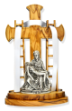 Olivewood Pieta Statue with White Drape Ribbon - 7